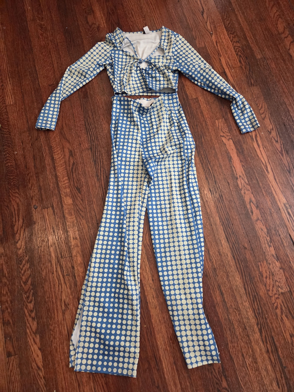 Blue & White Polka Dot Matching Set